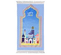 Windplusya Kids Prayer Mat Rug Muslim, Cartoon Tassel Prayer Mat, Islamic Muslim Praying Rug | Janamaz | Sajadah | Salah, Ramadan Eid Gift for Boys/Girls. (BLUE PRAY)