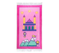 Windplusya Kids Prayer Mat Rug Muslim, Cartoon Tassel Prayer Mat, Islamic Muslim Praying Rug | Janamaz | Sajadah | Salah, Ramadan Eid Gift for Boys/Girls. (PINK STAR)