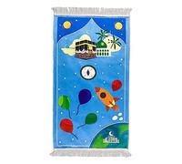 Windplusya Kids Prayer Mat Rug Muslim, Cartoon Tassel Prayer Mat, Islamic Muslim Praying Rug | Janamaz | Sajadah | Salah, Ramadan Eid Gift for Boys/Girls. (Blue airplane)