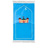 Windplusya Kids Prayer Mat Rug Muslim, Cartoon Tassel Prayer Mat, Islamic Muslim Praying Rug | Janamaz | Sajadah | Salah, Ramadan Eid Gift for Boys/Girls. (Blue house)