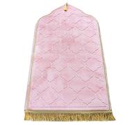 Windplusya Muslim Prayer Mat, Thick Soft Velvet Muslim Rug, Portable Muslim Prayer Rug, Turkish Prayer Carpet,Janamaz Sajada Carpet for Men and Women Plain Solid Prayer Mat Ramadan Eid Gift.- Pink