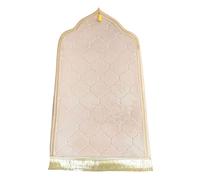 Windplusya Muslim Prayer Mat, Thick Soft Velvet Muslim Rug, Portable Muslim Prayer Rug, Turkish Prayer Carpet,Janamaz Sajada Carpet for Men and Women Plain Solid Prayer Mat Ramadan Eid Gift.-Beige