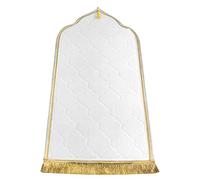 Windplusya Muslim Prayer Mat, Thick Soft Velvet Muslim Rug, Portable Muslim Prayer Rug, Turkish Prayer Carpet,Janamaz Sajada Carpet for Men and Women Plain Solid Prayer Mat Ramadan Eid Gift.-White