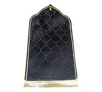 Windplusya Muslim Prayer Mat, Thick Soft Velvet Muslim Rug, Portable Muslim Prayer Rug, Turkish Prayer Carpet,Janamaz Sajada Carpet for Men and Women Plain Solid Prayer Mat Ramadan Eid Gift.-Black