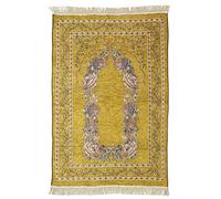 Windplusya Muslim Prayer Rug, Floral Muslim Prayer Mat, Portable Prayer Blanket, Cotton Chenille Praying Rug | Janamaz | Sajadah | Ramadan Gift for Men Women. -Yellow