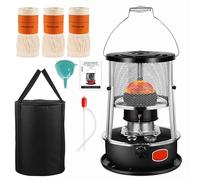 Windpost Indoor & Outdoor Kerosene Heater With 3 Wicks, 9000 BTU, No Electricity Required,Cordless Portable Heater for Camping, Cooking and Heating