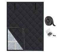 Windproof and Soundproof Window Insulation Kit, 3-Layer Thermal Curtain for Windows, Anti-Cold, Waterproof 80/100/120/180/200 cm Thickened Insulation Film for Doors,Black,63x71in/160x180cm