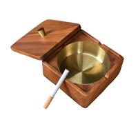 Windproof Ashtray with Cover, Stainless Steel Lined Indoor Outdoor Use, 4.7 Inch Square Ash Tray for Smokers at Home, Office, Terrace, Patio and Parties