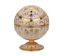 Windproof Ashtray with Lid for Cigarettes Metal Portable Cigar Ashtray Odor Eliminator for Indoor outdoor Hand Stamped Rose Pattern with Sparkle Fancy Gift for Men Women(Jade white-Gold Rose)