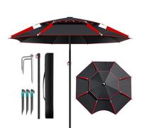 Windproof Beach Umbrella - Large Sun Umbrella with Sturdy Pole | The Market Sun Umbrella Double Folding Fishing Umbrella for Balcony, Garden, Single Attribute, Se référer au descriptif