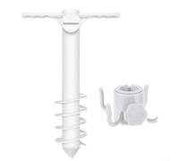 Windproof Beach Umbrella Sand Anchor Hook Screw Stand Holder For Outdoor Patio Garden Parasol Stabiliser White Plastic Portable Installation Base(1 Set)