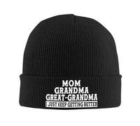 Windproof Brimless Hat,Mom Grandma Great Grandma I Just Keep Getting Better,Winter Hats,Slouchy Knitted Cap for Cycling,Women,Mens
