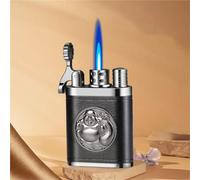 Windproof Butane Lighter, Adjustable Flame, Portable Metal Design, Rechargeable for Candles, Cigarettes, Cigars, Barbecue, Camping and Outdoor Use