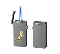 Windproof Butane Lighter, Metal Portable Jet Flame, Adjustable Flame Size, Recyclable, Ideal for Moxibustion, Candles, Cigars, Bonfires, and Barbecues