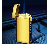 Windproof Butane Lighter with Visible Fuel Window, Refillable Metal Body Lighter for Outdoor Use, Ideal for Bonfire, Cigar, and Gift