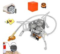 Windproof Camping Stove, Portable Backpacking Gas Burner with Piezo Ignition, Ultralight Folding Butane Propane Cooker, Compact Stainless Steel Outdoor Hiking Mini Burner with Adapter Case(9900W)