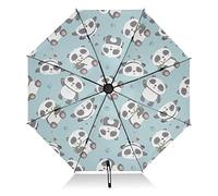 Windproof Compact Umbrella Cartoon Cute Panda Portable Inverted Travel Umbrella for Rain Sun 8 Ribs Large UV Umbrella Automatic for Men Women