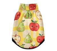 Windproof Dog Suit with Safety Belt Zipper Pet Four Legged Jumpsuit, Warm Jacket Dog Coat, Winter Clothing for Dogs in Cold Weather Red Apples and Green Pears Pattern