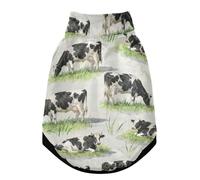 Windproof Dog Suit with Safety Belt Zipper Pet Four Legged Jumpsuit, Warm Jacket Dog Coat, Winter Clothing for Dogs in Cold Weather Black and White Cows on Grass Pattern