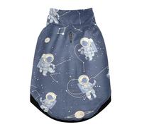 Windproof Dog Suit with Safety Belt Zipper Pet Four Legged Jumpsuit, Warm Jacket Dog Coat, Winter Clothing for Dogs in Cold Weather Astronaut and Constellation Pattern