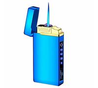 Windproof Dual Arc Electric Lighter, Jet Flame Torch Butane Lighter with LED Flashlight 3 in 1 USB Rechargeable with Battery Indicator, Good for Cigarette Cigar Candle