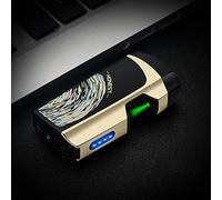 Windproof Dual Arc Electronic Lighter Laser Touch Metal Pulsed Lighters USB Recharge Cigarette Electric Lighter with Elegant Box,Abstract