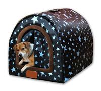 Windproof Extra Large Dog Bed House,Warm Calming Door Curtain Pet Cave Washable Outdoor Igloo Cat House,Soft Waterproof Removable Anti Anxiety Pet Bed (S-38 * 32 * 27CM,B)