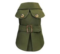 Windproof Fashion Pet Trench Coat with Belt Design, Stylish Western Style Outerwear, Suitable for Autumn and Winter Daily Outdoor Activities(Army Green,Medium)