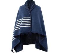 Windproof Fleece-Lined Wheelchair Coat with Hood Ponchos Adult, Reusable Travel Blanket Wearable Blanket with Hood for Seniors(Blue,80x130cm)