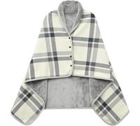 Windproof Fleece-Lined Wheelchair Coat with Hood Ponchos Adult, Reusable Travel Blanket Wearable Blanket with Hood for Seniors(Grey,80x130cm)