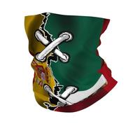 Windproof Half Face Headwear,Mexico Mexican and Spain Spanish Flag Wavy Combine,Facial Decoration Novelty Tube Scarf for Sports Outdoor Running 26X30cm