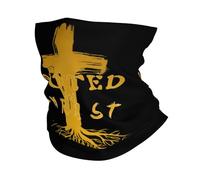 Windproof Half Face Scarf,Jesus Cross Pray Verse Rooted in Christ Gold,Balaclava Durable Neck Scarf for Yoga Men Tennis 26X30cm