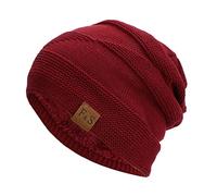 Windproof Hat for Men and Women - Autumn and Winter Fashion Warm Pullover Beanie - Stacking Ear Cap - Frost Proof Ski Hat - Wine Beret - Large Headwear