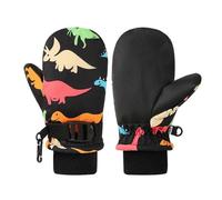 Windproof Kids Ski Gloves with Thermal Fleece Lining | Cartoon Printed Baby Mittens, Water Proofing Thermal Fleece Lining, Cold Resistant Gloves for Outdoor Sports
