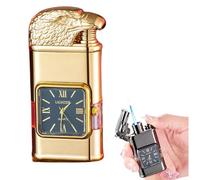 Windproof Lighter Vintage Watch Bezel Jet Flame Torch for Outdoor, Camping, Men's Gifts (golden eagle)