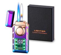 Windproof Lighter with Smart Voice Control and LED Display, 4 Ignition Methods, Refillable Butane Gas for Camping, Outdoor, and Candle Use