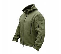 Windproof Military Combat Jacket - Men's Tactical Fleece Coat With Hood, Quilt Lined for Work, Leisure, Sports, Outdoor Activities - Full Zip Classic Style