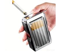 Windproof Multifunctional Cigarette Case with Built-in Lighter - Portable Case for 20 Cigarettes, Lightweight and Reusable Accessory for Outdoor Travel