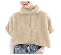 Windproof Plush Warm Shoulder Cape Winter Short Warm Cozy Blanket Cape Cozy Shawl Blanket Plush Capes Sweaters Shoulder Poncho For Adults Winter Neck Warmer Protective Shawl Bed (Beige, One Size)