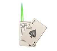 Windproof Refillable Lighter, Jet Torch Lighter, Butane Lighter, Poker Cool Design, Green Flame Lighter for Holiday, Birthday, Candle, Men's Gifts(B)