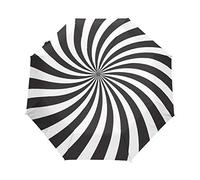 Windproof Reinforced Frame, Automatic Umbrella- Auto Open Close for Fast Release Compact- Black White Spiral Swirl