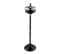 Windproof Stainless Steel Floor Standing Ash Tray W/Lid - Adjustable Height Tall Patio Ashtrays For Cigarettes - Closable Outdoor Metal Butt Bin With Weatherproof Design For Garden, Poolside