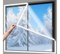 Windproof Thermal Window Film Kit Transparent PVC Insulation to Block Cold/Heat EnergySaving Solution 90x170cm Ideal for Cost Reduction in Old Windows (White)
