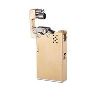 Windproof titanium alloy kerosene lighter, handmade pure copper kerosene lighter, open flame porous windproof one-button automatic ignition device lock, the best gift (excluding fuel)(Brass 1)