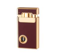 Windproof Torch Lighter, Rechargeable Dual Jet Flame Lighter with Visible Air Window, Metal Body, Outdoor Camping and Hiking Essential, Life-Saving Equipment