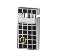Windproof Torch Lighter, Rechargeable Dual Jet Flame Lighter with Visible Air Window, Metal Body, Outdoor Camping and Hiking Essential, Life-Saving Equipment