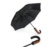 Windproof Umbrella -Strong Travel Umbrella Auto Open/Close Ergonomic Handle | Portable Compact Foldable Lightweight Design High Wind Resistance for Stormy Rainy Days |Luxurious Fibre Handle Hooked