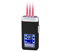 Windproof Voice-Controlled Lighter, 4 Ignition Modes, Portable Metal, 3 Flames, Transparent Air Window, LED Power Display, Ideal for Outdoor Camping and Gifts