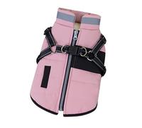 Windproof Winter Coat for Dogs, Warm Jackets with Zip and Traction Hooks, Outdoor Activities, Padded Dog Coat for Walks, Camping, Reflective Harness Jackets