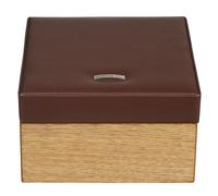 Windrose Wood jewelry case leather 18 cm brown